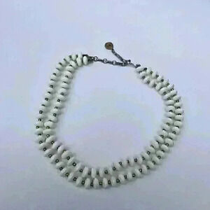 Vintage 2 strand white plastic beads Necklace choker Made In Japan